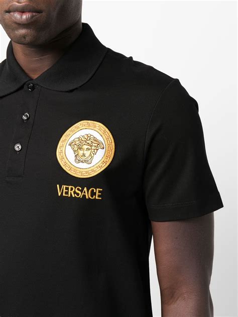 versace collection logo cuffed polo shirt ebay|Versace polo shirt medusa.